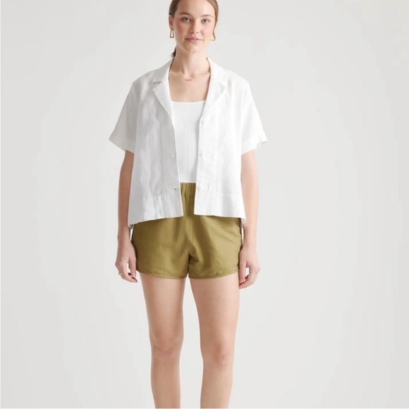 Quince Cotton Linen Twill Pull On Shorts Army Green Size XL - Picture 1 of 7